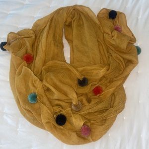 Mustard Pom Pom Scarf